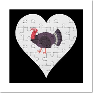 Jigsaw  Turkey Heart Design - Farm Animals Turkey Posters and Art